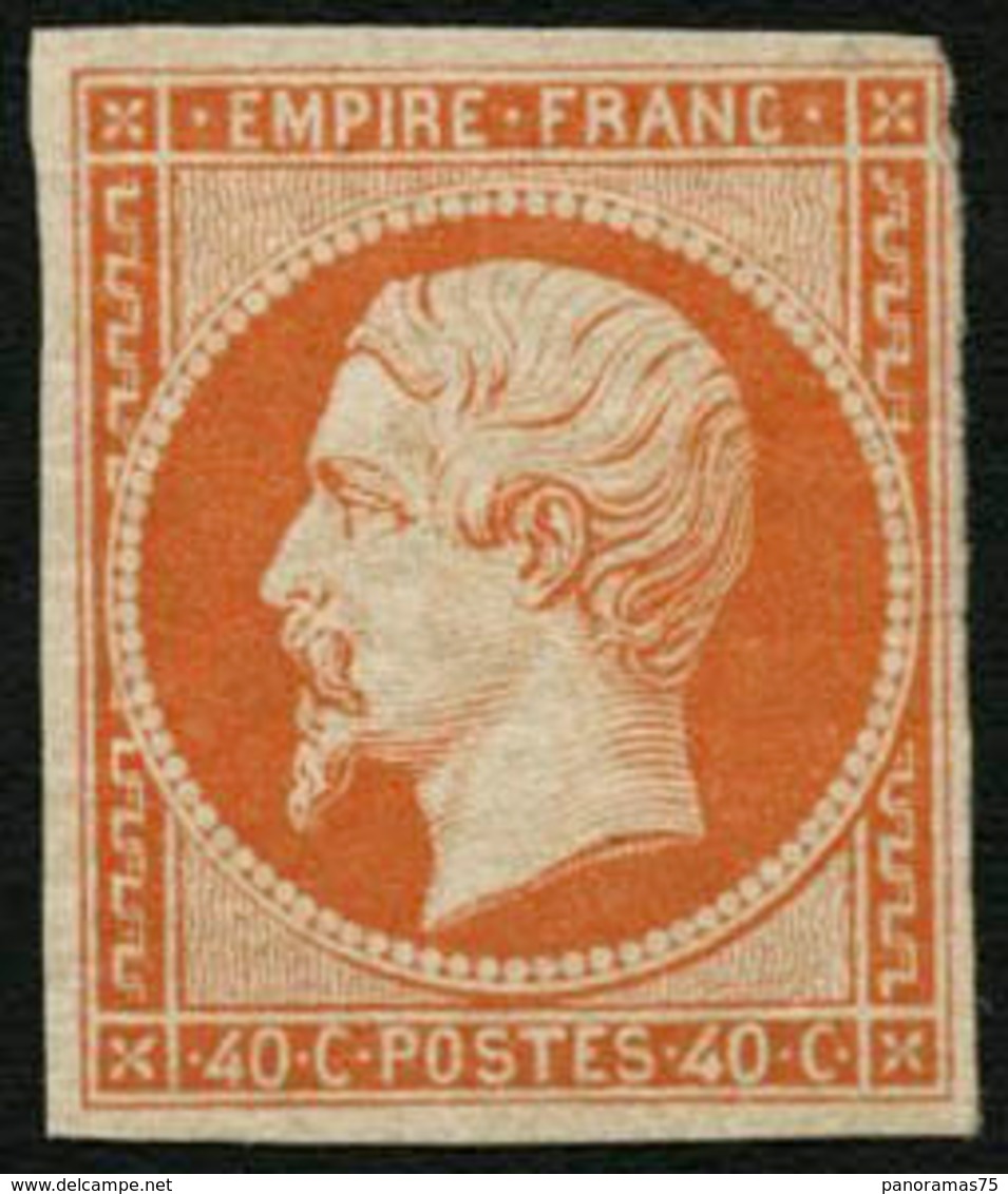 * N°16a 40c Orange Vif, Court En Haut à Droite, Signé Calves - B - 1853-1860 Napoleon III