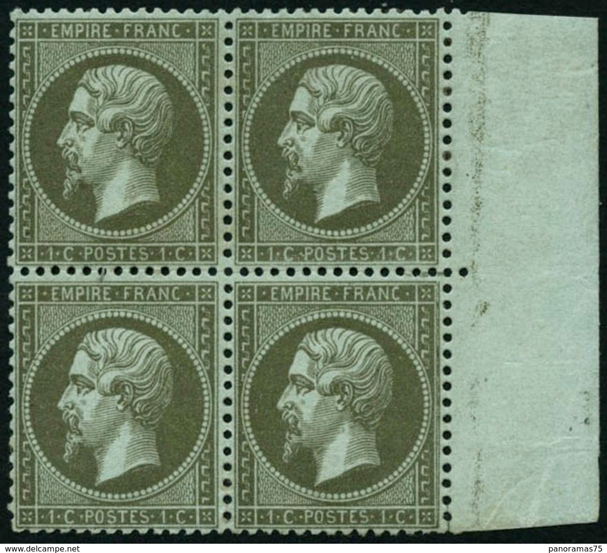 ** N°19 1c Olive, Bloc De 4 Pièce De Luxe - TB. - 1862 Napoleone III