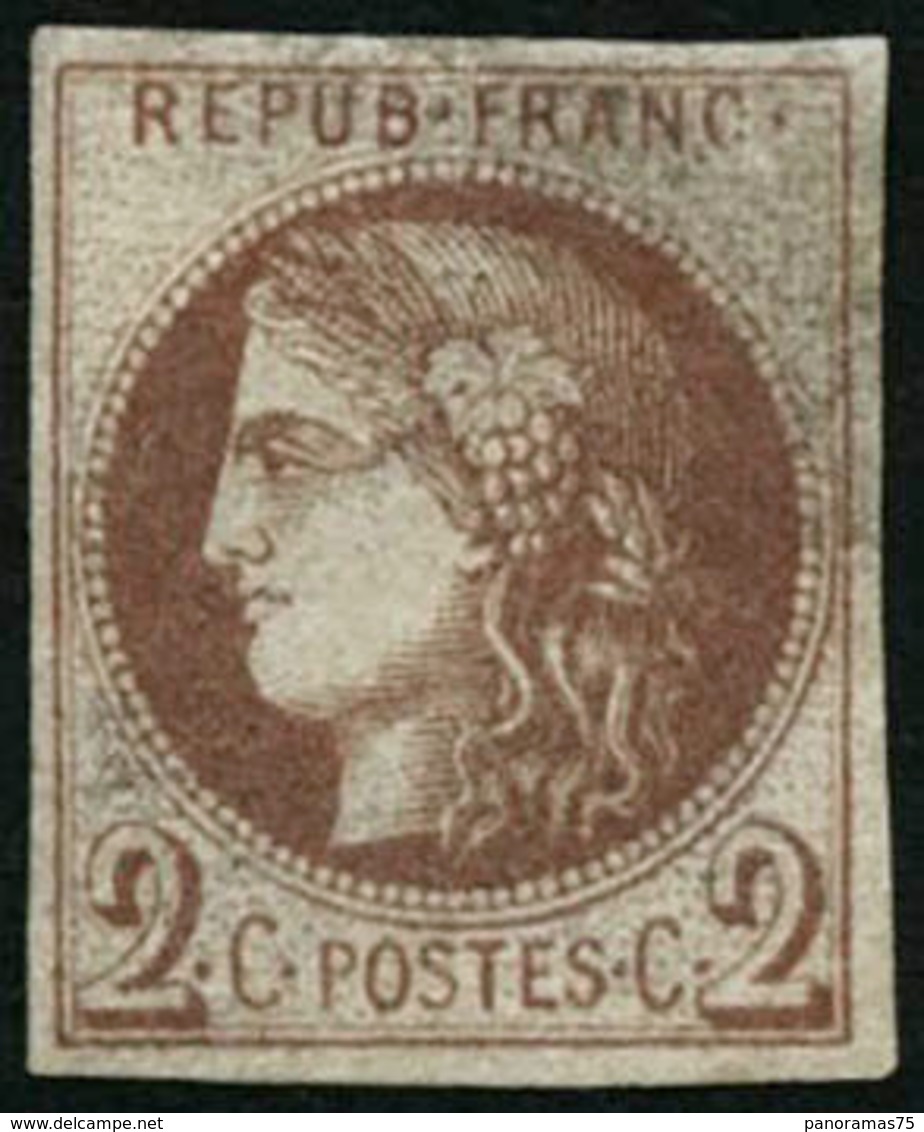 ** N°40Af 2c Chocolat Clair R1, Impression Fine De Tours - TB - 1870 Emissione Di Bordeaux