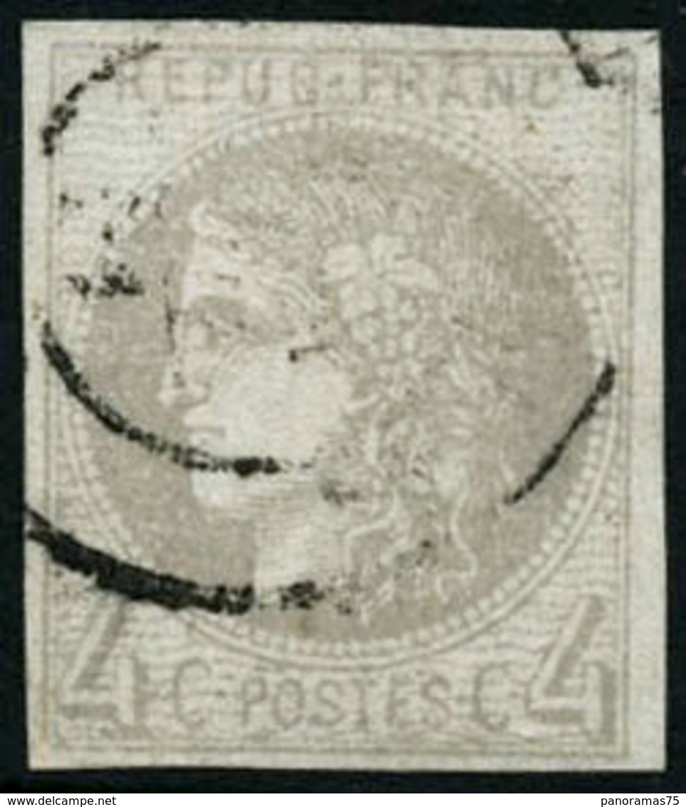 Oblit. N°41B 4c Gris R2, Signé JF Brun - TB - 1870 Ausgabe Bordeaux
