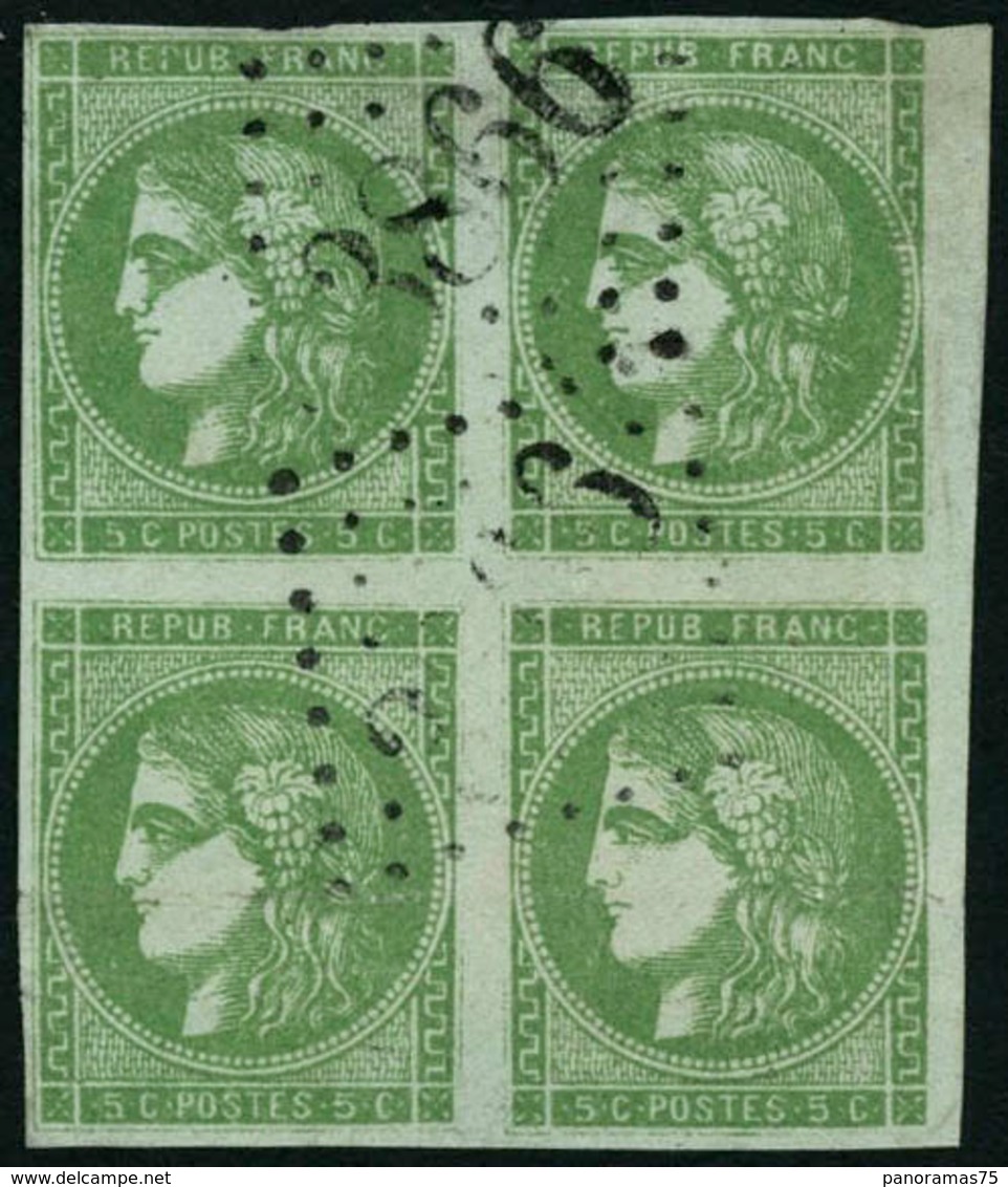 Oblit. N°42B 5 C Vert, R2 Bloc De 4 - B - 1870 Ausgabe Bordeaux