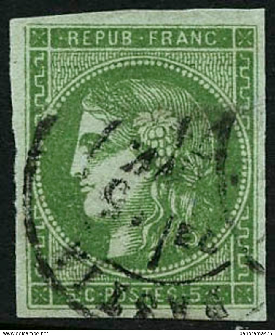 Oblit. N°42Bc 5c Vert-gris R2 - TB - 1870 Emissione Di Bordeaux