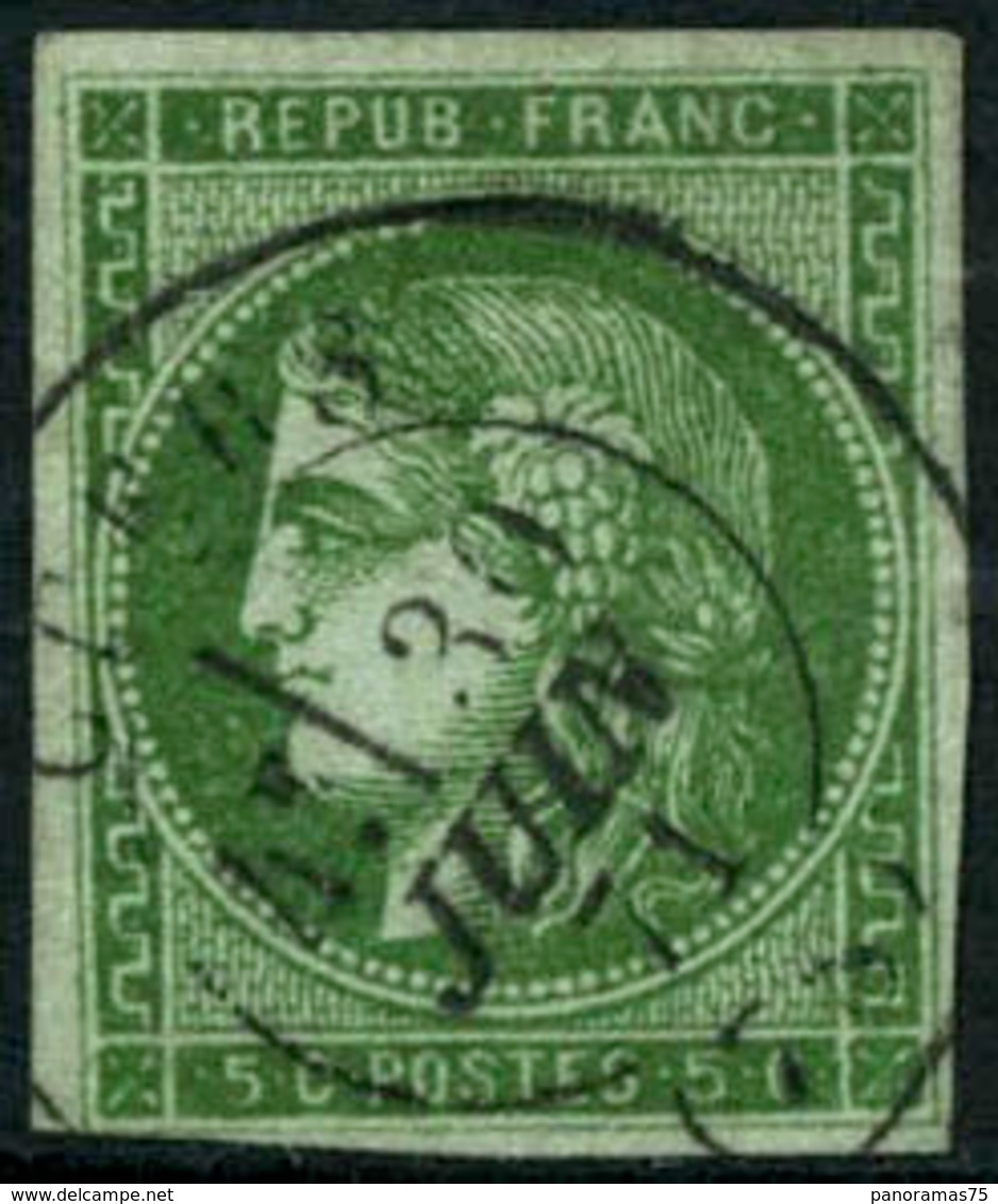 Oblit. N°43Bh 5c Vert R2 - TB. - 1870 Bordeaux Printing