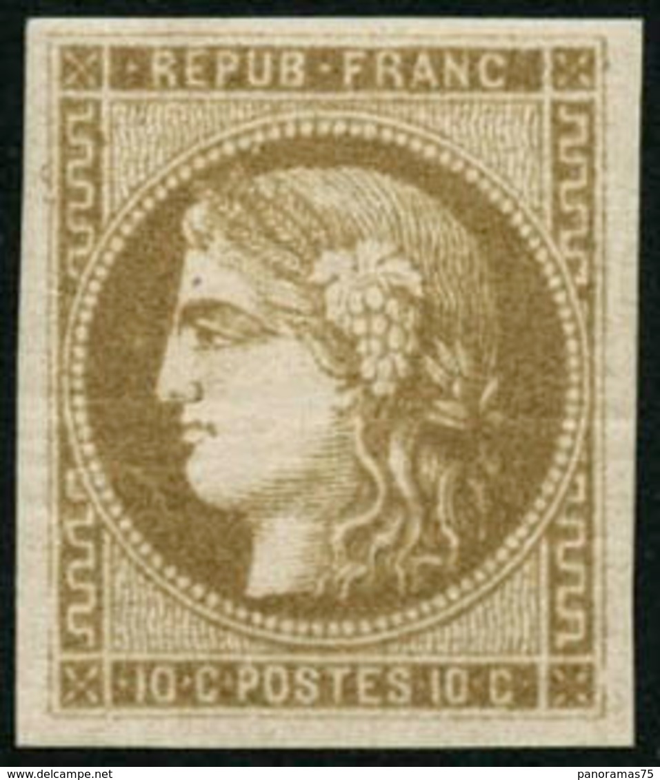 ** N°43Ab 10c Bistre Verdâtre R1 - TB - 1870 Uitgave Van Bordeaux