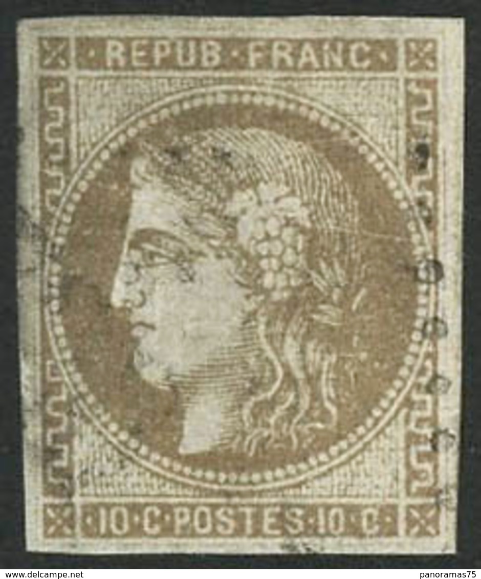 Oblit. N°43Ab 10c Bistre-verdâtre - B - 1870 Emisión De Bordeaux