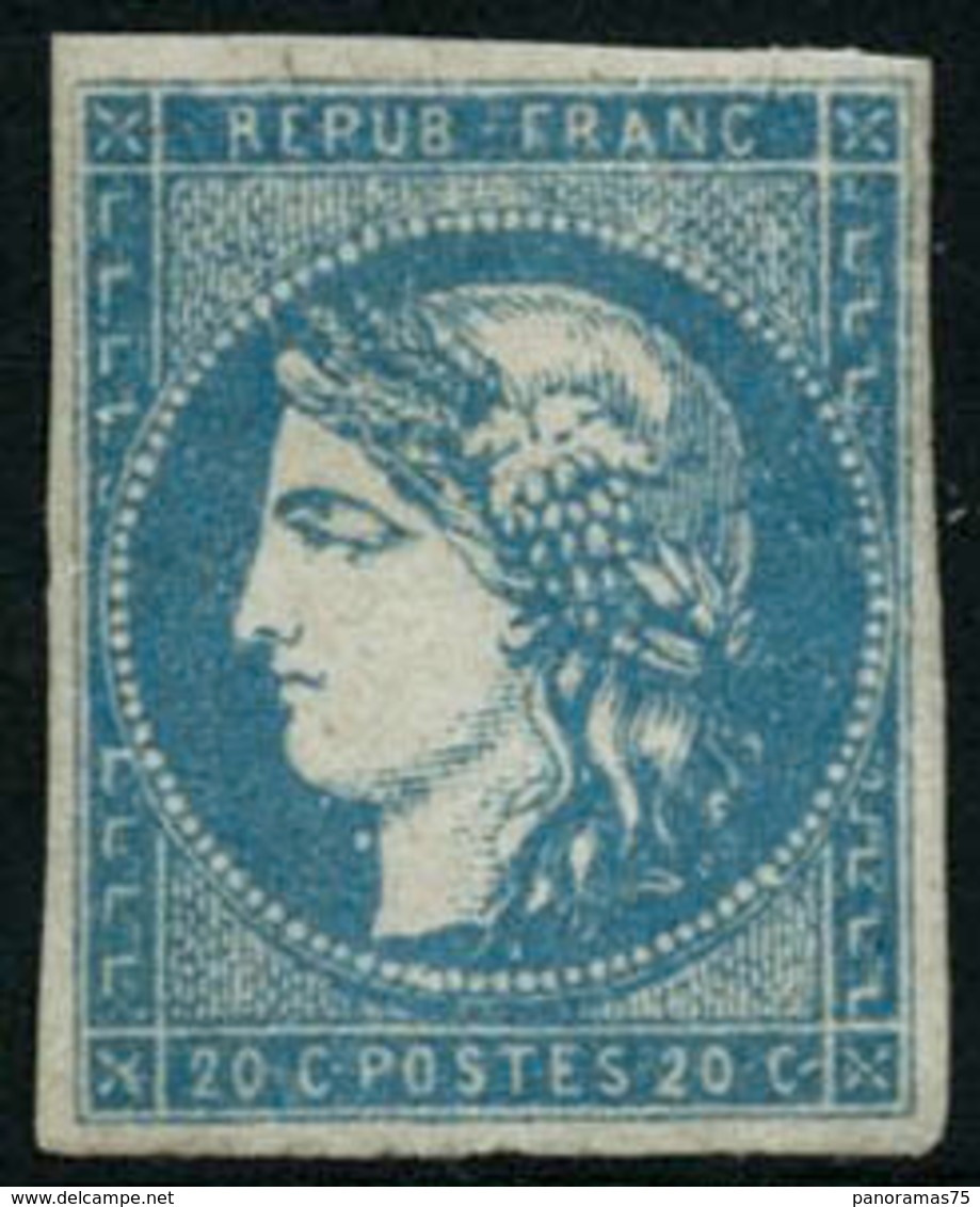 * N°44A 20c Bleu R1, Type I (fente Miniscule Quasi Invisible) - TB - 1870 Emisión De Bordeaux