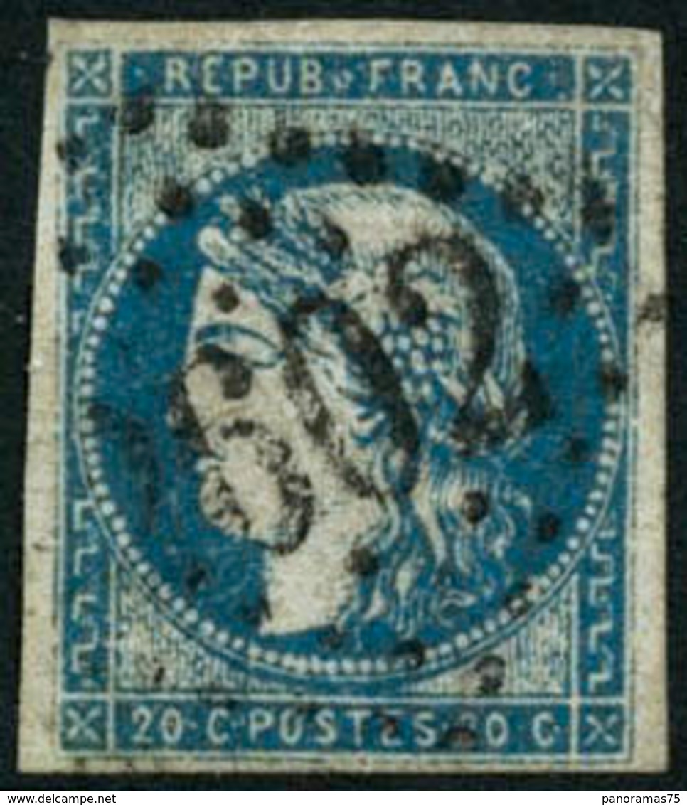 Oblit. N°44B 20c Bleu, Type I R2 - TB - 1870 Emission De Bordeaux