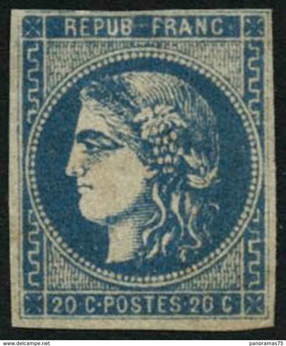 * N°46Ad 20c Bleu Outremer, Type III R1 (petite Marge En Haut) - B - 1870 Emisión De Bordeaux