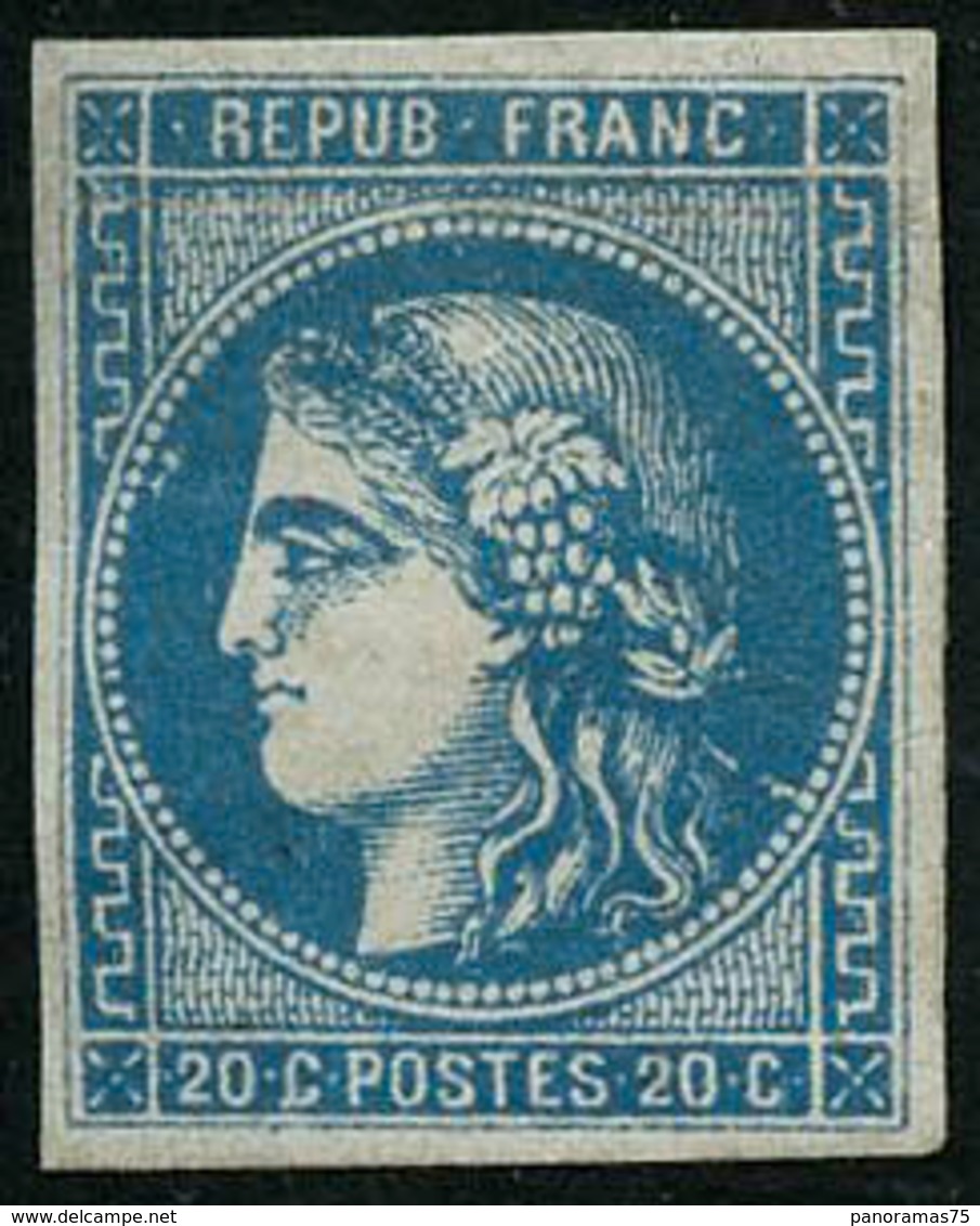 * N°46B 20c Bleu, Type III R2 Signé JF Brun TB - 1870 Ausgabe Bordeaux