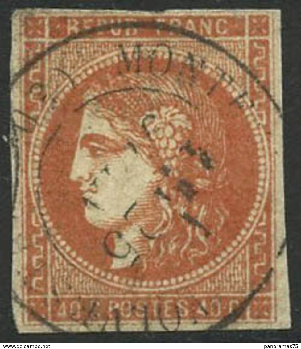 Oblit. N°48j Cérès 40c Rouge-clair Obl Càd,  état 1, Petites Marges - B - 1870 Ausgabe Bordeaux