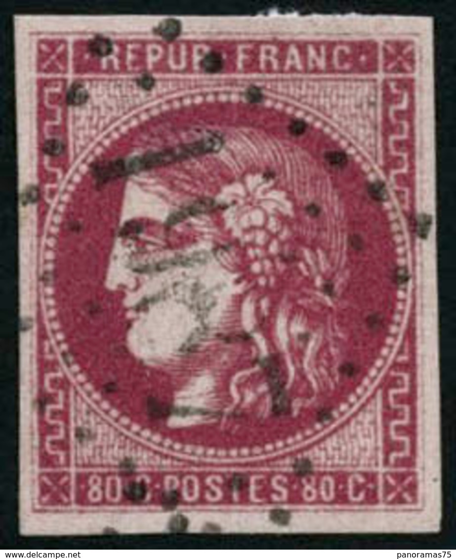 Oblit. N°49c 80c Rose Carminé - TB - 1870 Uitgave Van Bordeaux