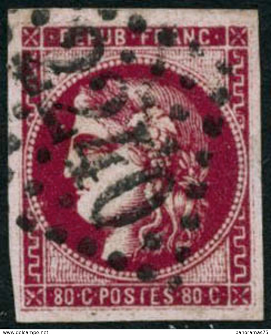 Oblit. N°49h 80c Rose Carmin Foncé, Signé Calves Nuance Exceptionnelle - TB - 1870 Uitgave Van Bordeaux