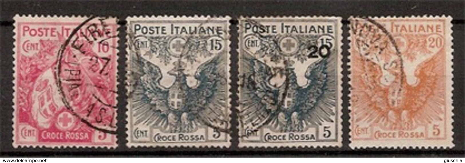 (Fb).Regno.V.E.III.1915-16."Pro Croce Rossa".Serie Completa Usata (37-19) - Usati