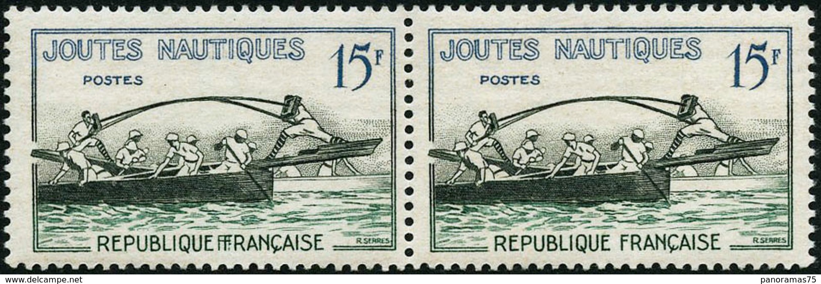 ** N°1162a 15F Joutes Nautiques, Paire Dont 1 Ex Variété Double F - TB - Sonstige & Ohne Zuordnung