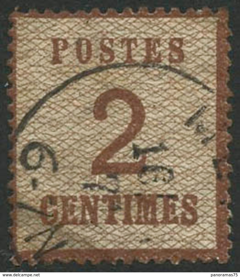 Oblit. N°2b 2c Brun Rouge, Burelage Renversé, Papier Peluré Au Verso - B - Sonstige & Ohne Zuordnung