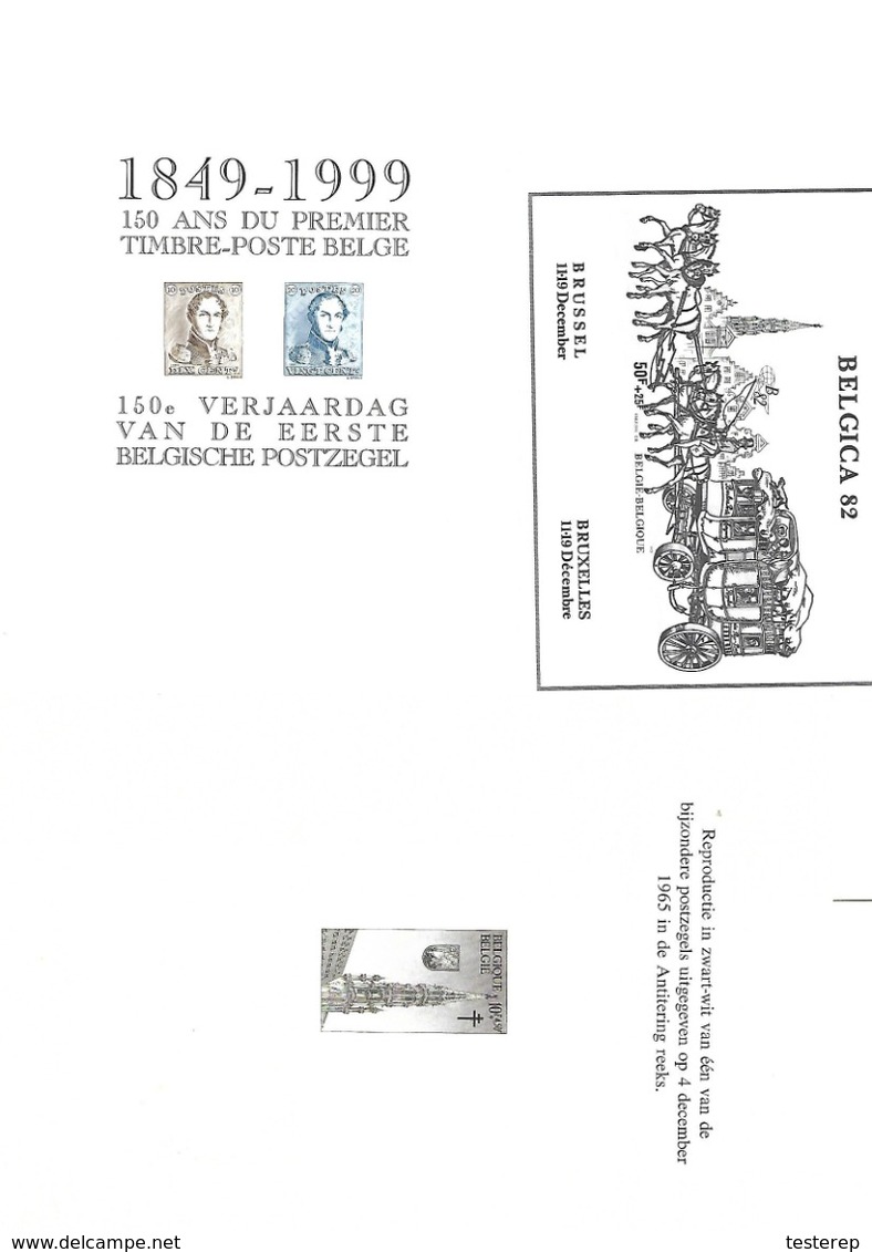 3 Dif. ZNE6 Belgica 1982 + ZNE9 (1849-1949) + ZNE5 (1979) - Feuillets N&B Offerts Par La Poste [ZN & GC]