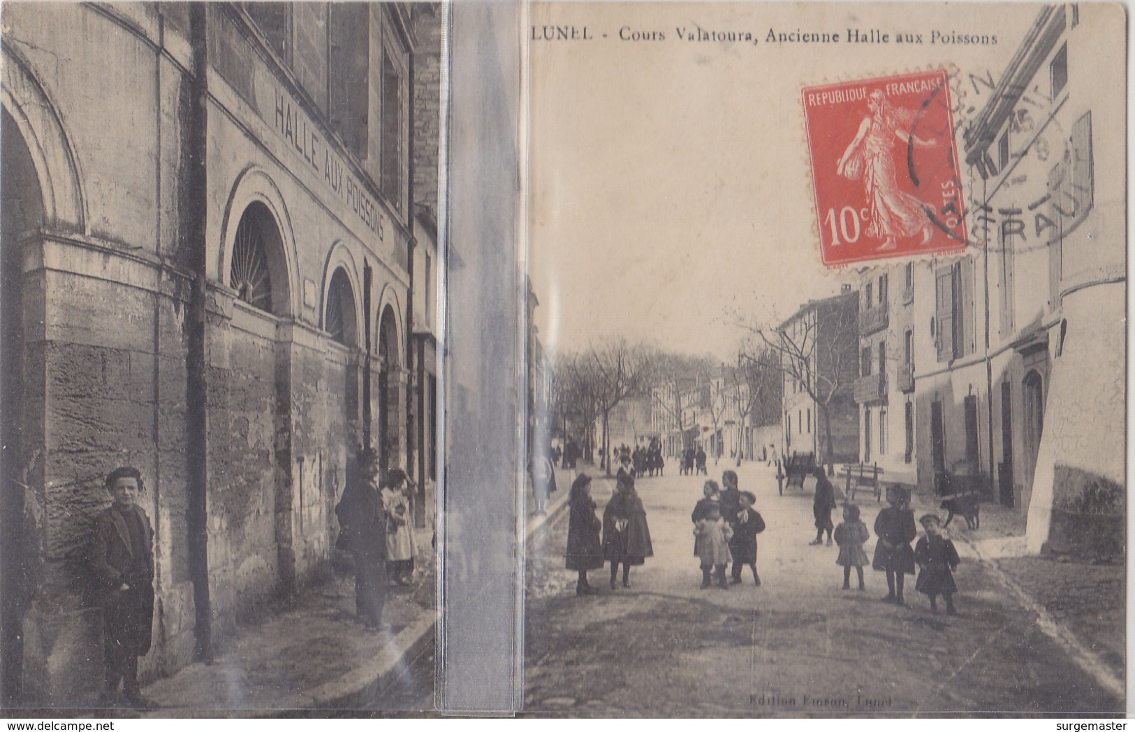 CPA LUNEL COURS VALATOURA ANCIENNE HALL AUX POISSONS - Lunel