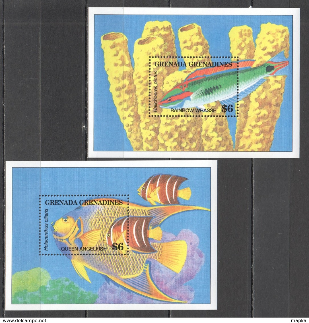 X001 GRENADA GRENADINES FISH & MARINE LIFE ANGELFISH WRASSE 2BL MNH - Vie Marine