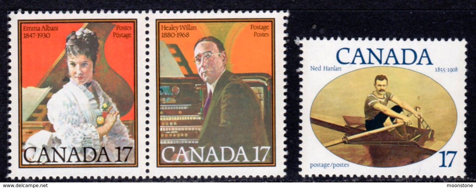 Canada 1980 Famous Canadians Set Of 3, MNH, SG 983/5 - Unused Stamps
