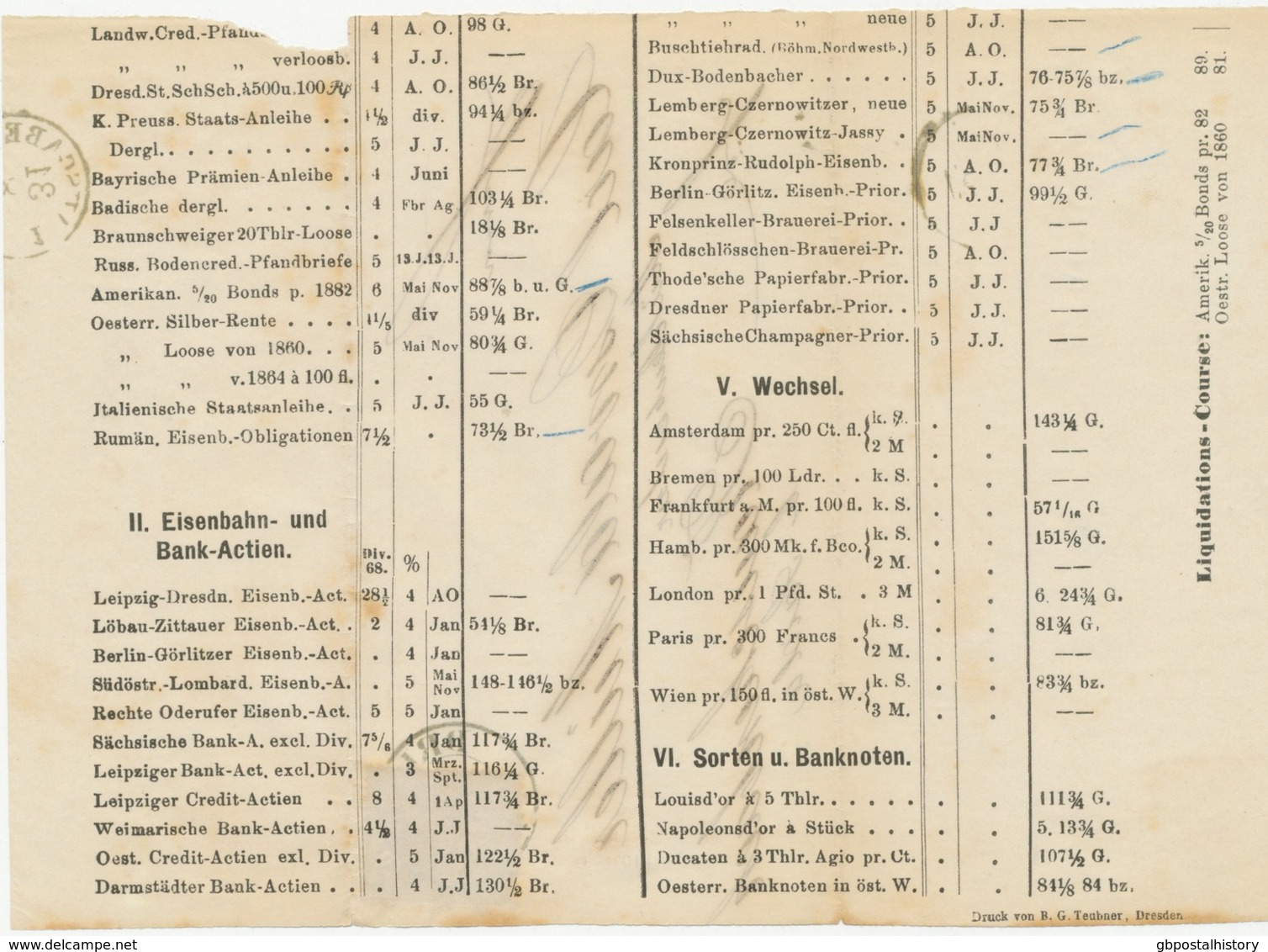 NORDDEUTSCHER POSTBEZIRK 1869, 1/3 Gr. Grün EF Auf Drucksache (Teil) Mit K2 „DRESDEN / 4“ Nach RAUSCHENBACH - Autres & Non Classés