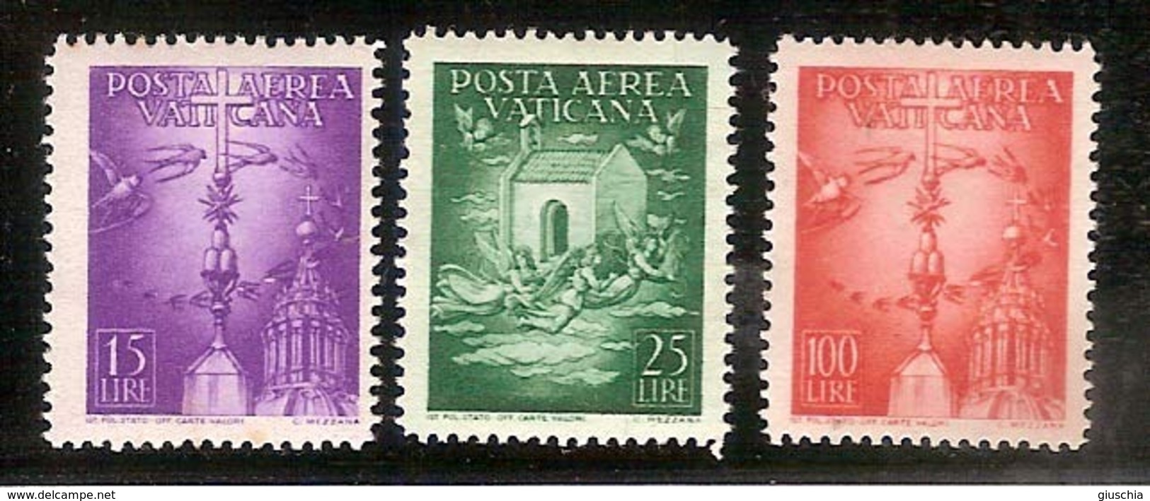 (Fb).Vaticano.1947.Posta Aerea. 3 Val Nuovi,gomma Integra Assoluta,MNH (348-15) - Posta Aerea