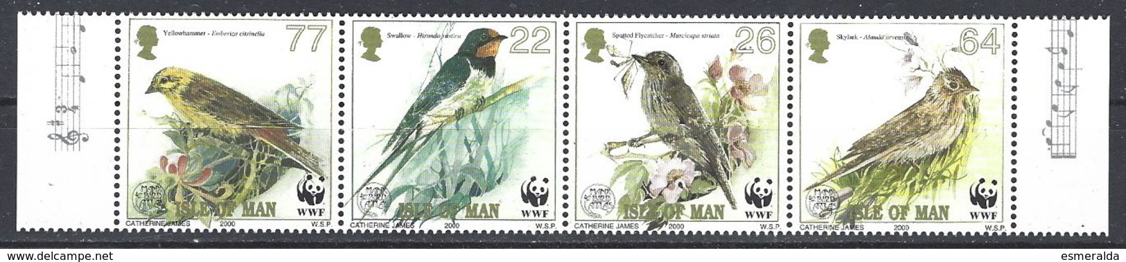 Isle Of Man WWF Yv 899/902 , Se-tenant,Protection De La Nature,Oiseaux Chanteurs ** - Isla De Man