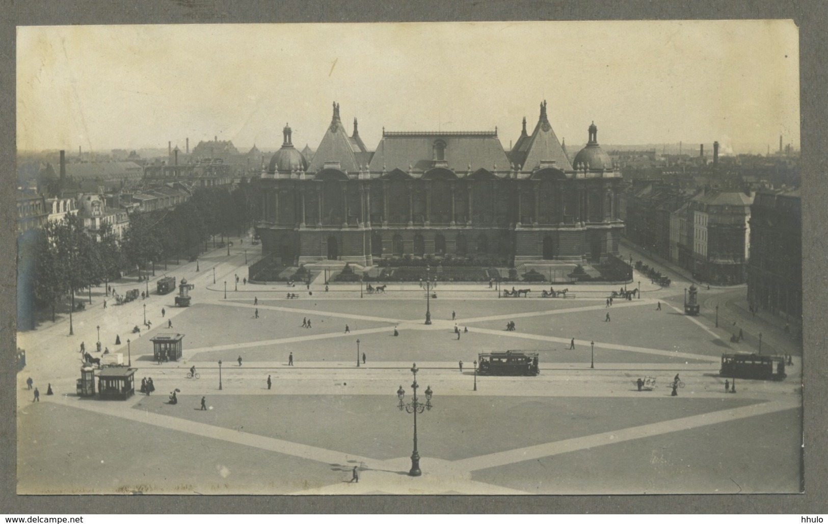 E024 Photo Originale Vintage Vue D'une Place Bâtiment Tramway Palais Des Beau-arts Lille Vers 1902 - Altri & Non Classificati