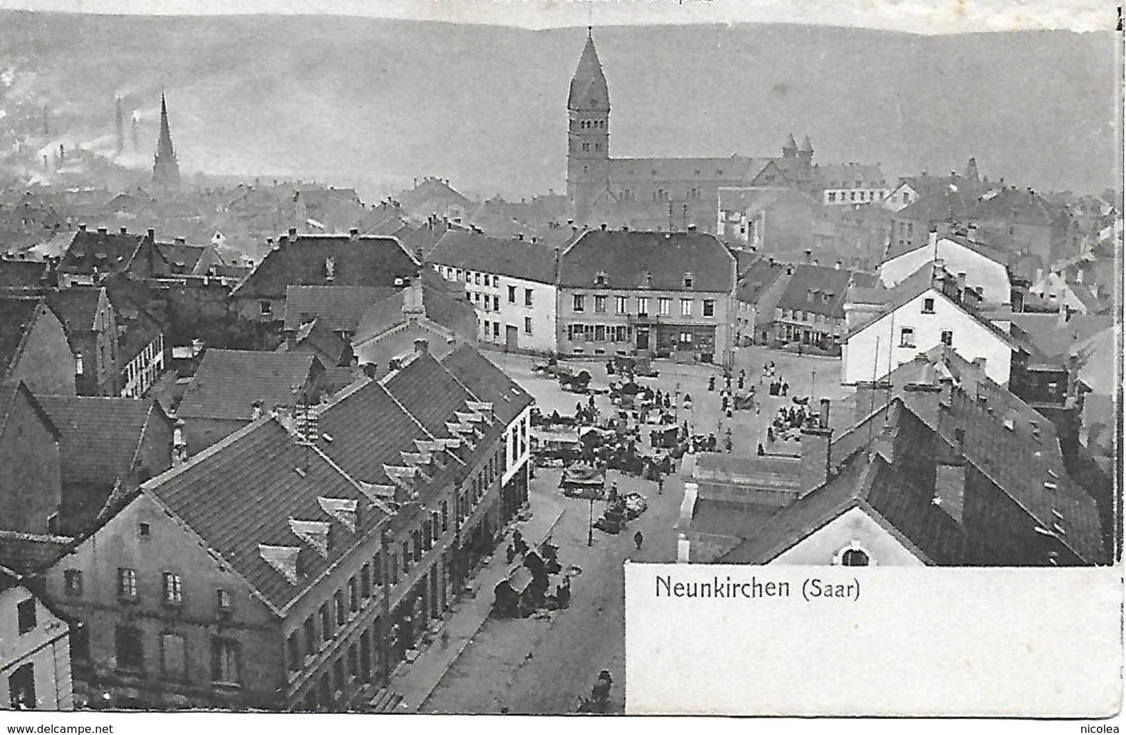 NEUNKIRCHEN - WW1 - OCCUPATION FRANCAISE - TOTAL ANSICHT MIT OBEREM MARKTPLAZ  1919 - Kreis Neunkirchen