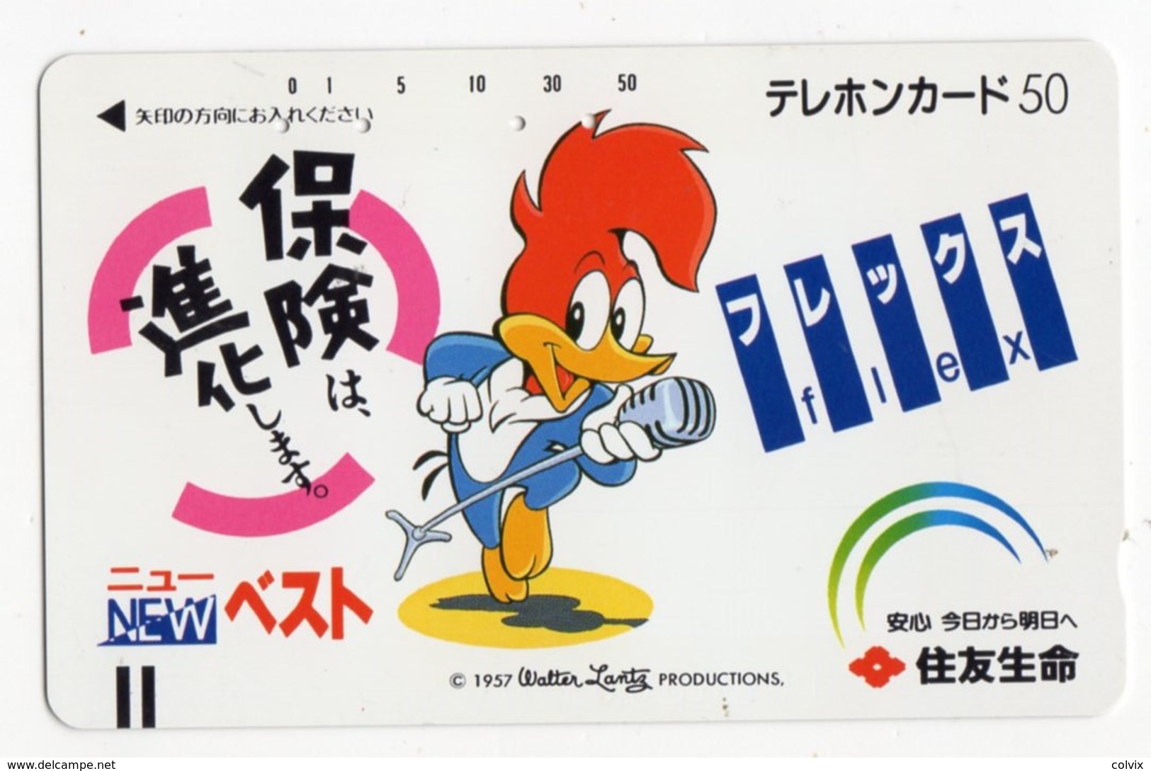 JAPON TELECARTE ANCIENNE NTT FRONTBAR BARCODE 330-6933 WALTER LANTZ PRODUCTIONS WOODY WOODPECKER - BD