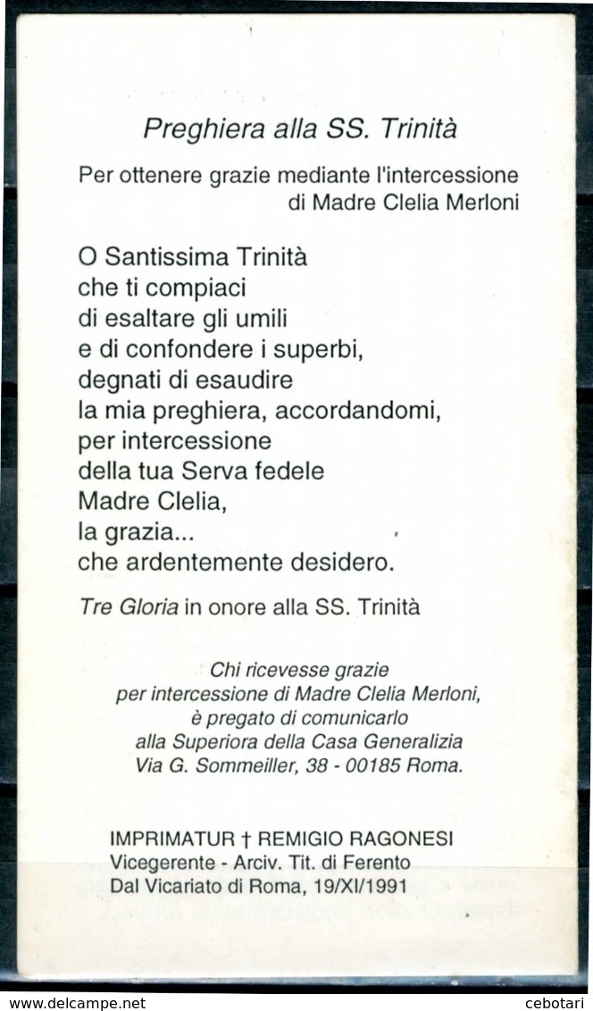 SANTINO - Madre Clelia Merloni - Santino Con Preghiera Come Da Scansione. - Images Religieuses