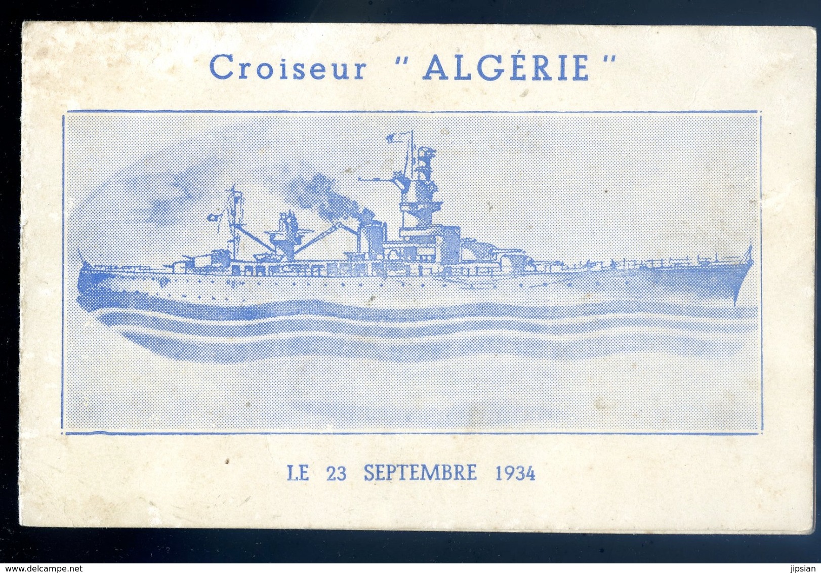 Invitation Bal à Bord Du Croiseur Algérie Le 23 Septembre 1934  JM34 - Autres & Non Classés
