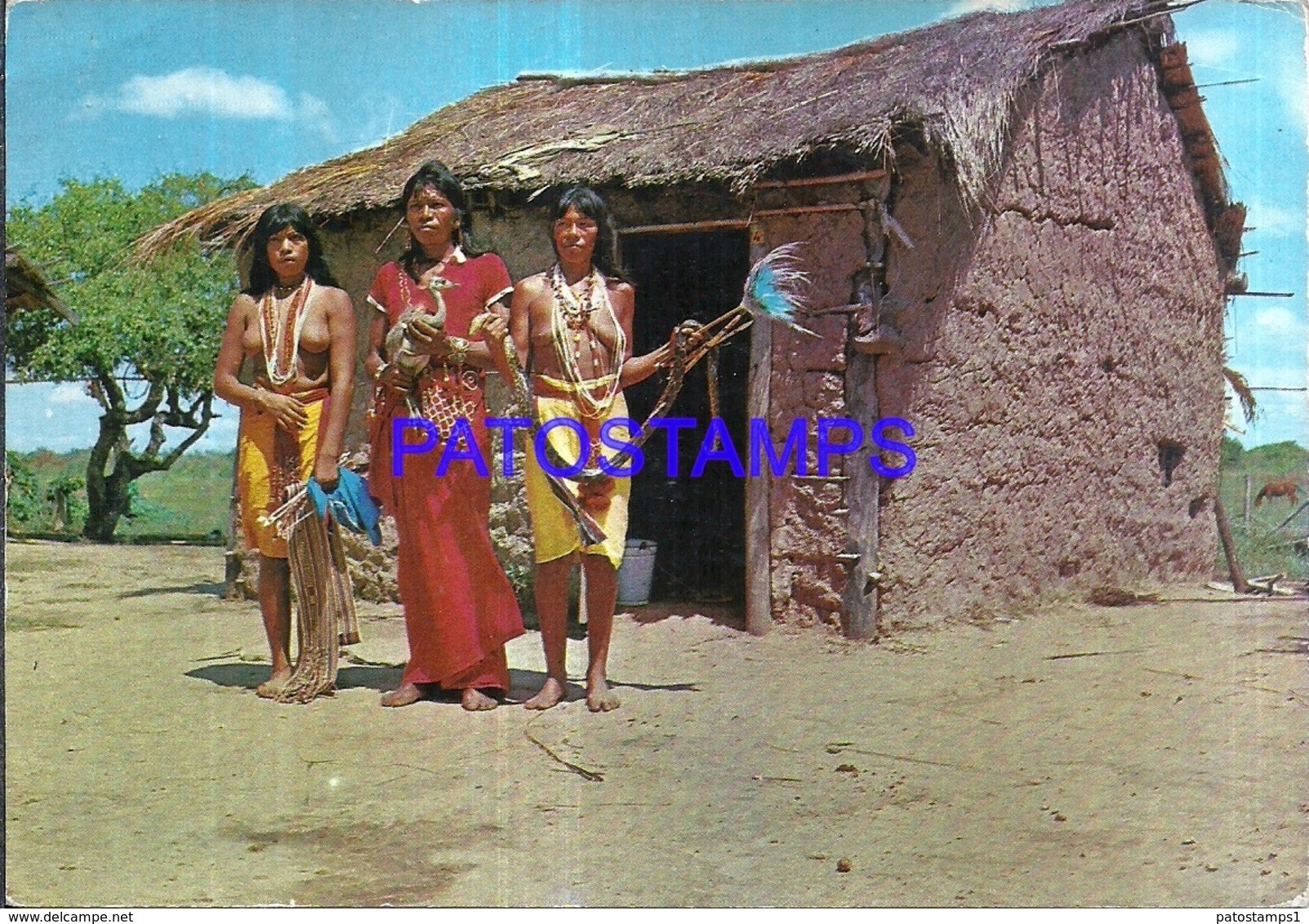 119170 PARAGUAY COSTUMES NATIVE INDIO WOMAN'S SEMI NUDE POSTAL POSTCARD - Paraguay