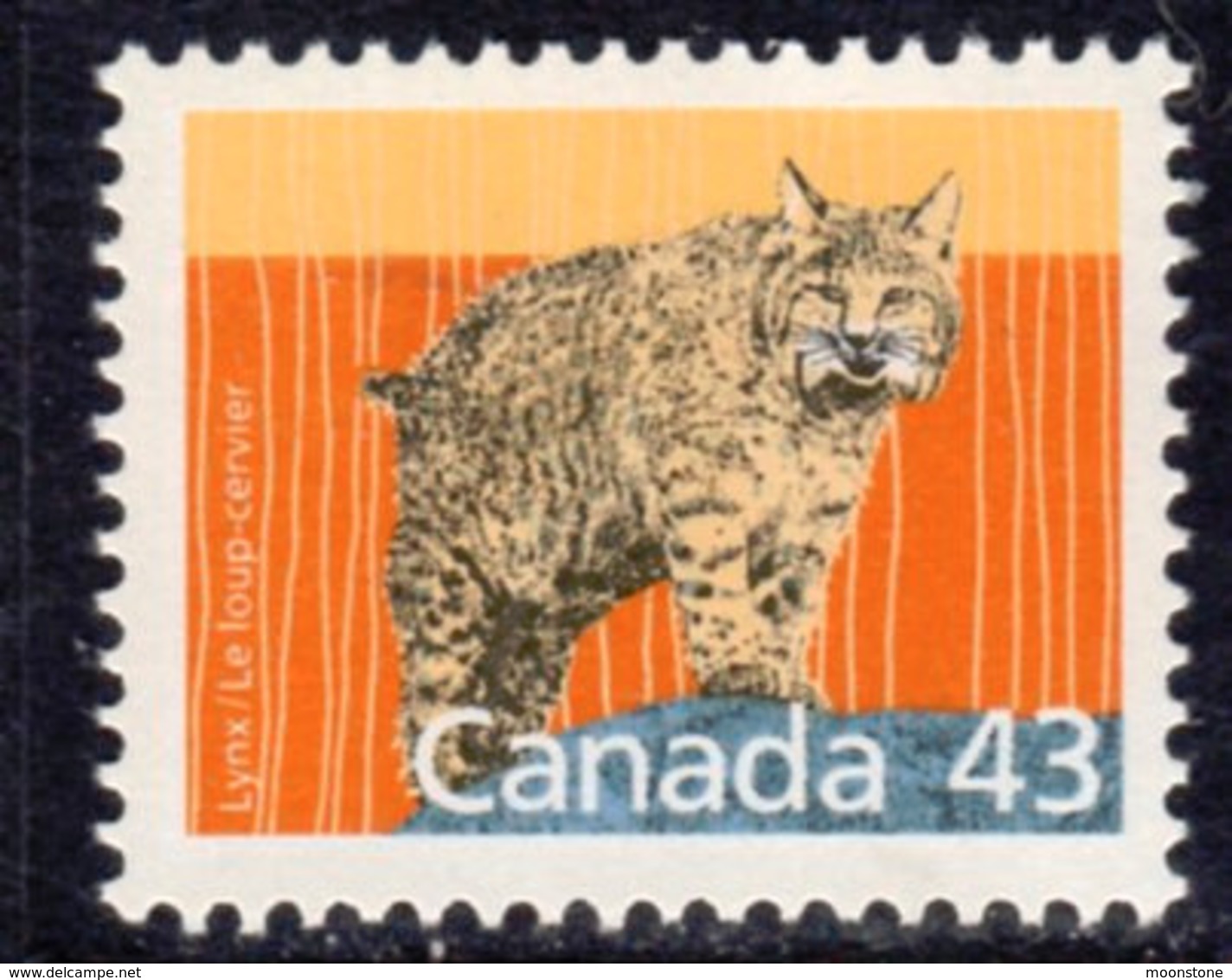 Canada 1988-93 Mammals Definitives 43c Lynx Value, MNH, SG 1268 - Unused Stamps