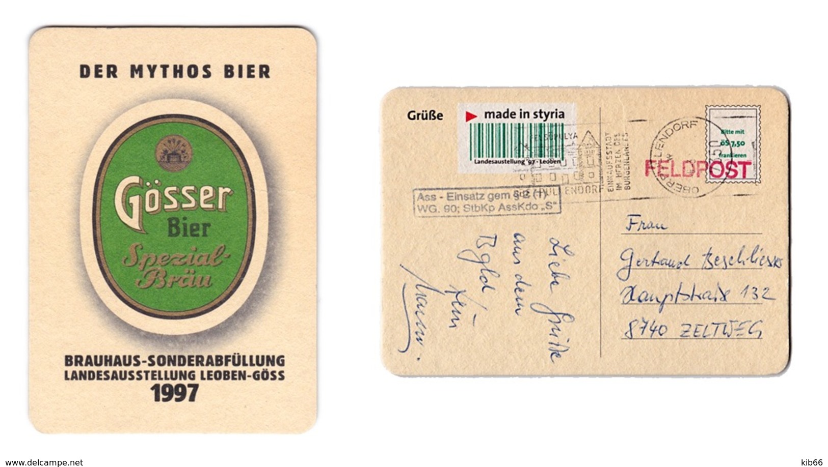 Sous-bock Bière Unique AUSTRIA Brauerei Gösser Timbre 1997 Beer Mat Coaster Bierdeckel - Sous-bocks