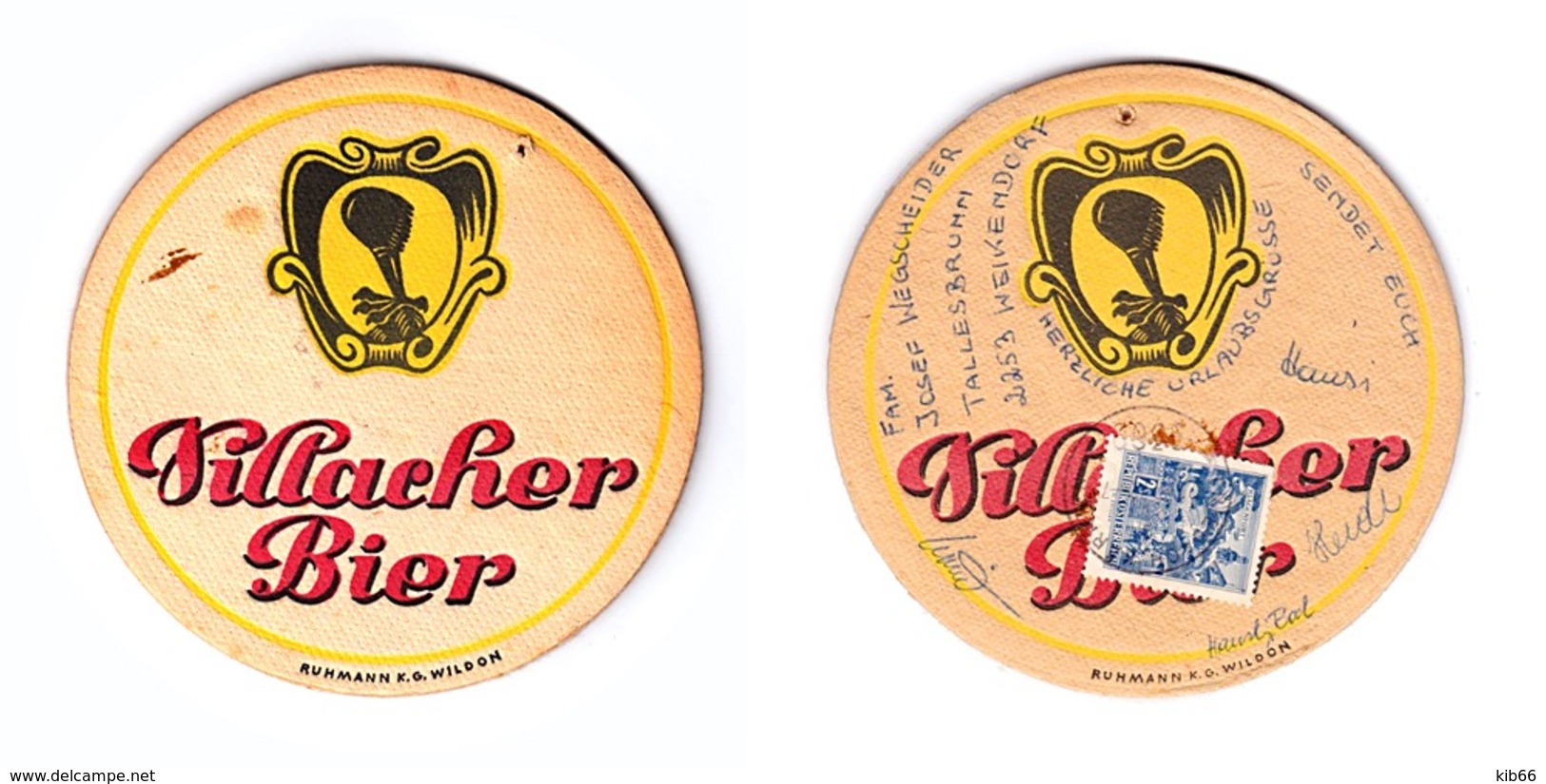 Sous-bock Bière Unique AUSTRIA Brauerei Villacher  Timbre 1972 Beer Mat Coaster Bierdeckel - Sous-bocks