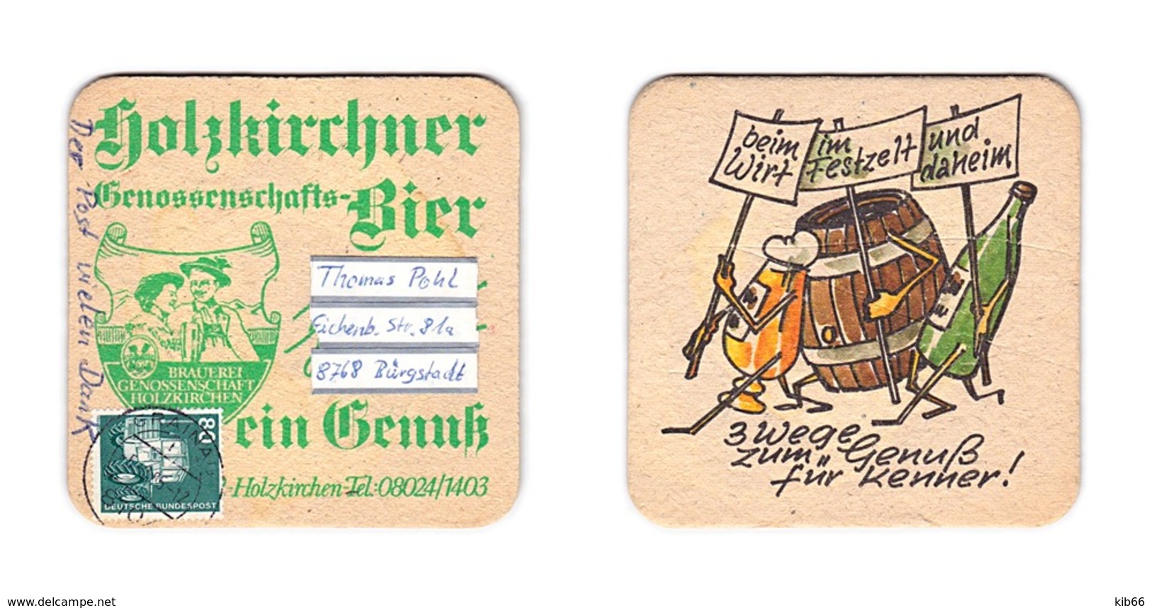 Sous-bock Bière Unique Brauerei Holzkirchen, Timbre 1986 Beer Mat Bierdeckel Coaster - Sous-bocks