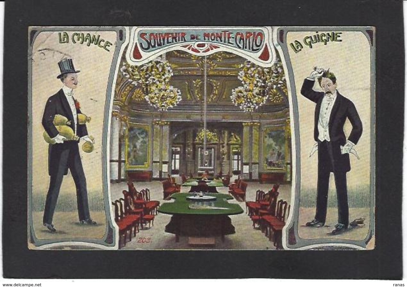 CPA Monaco Monte Carlo Satirique Caricature Albert Casino Jeu Circulé - Spielbank