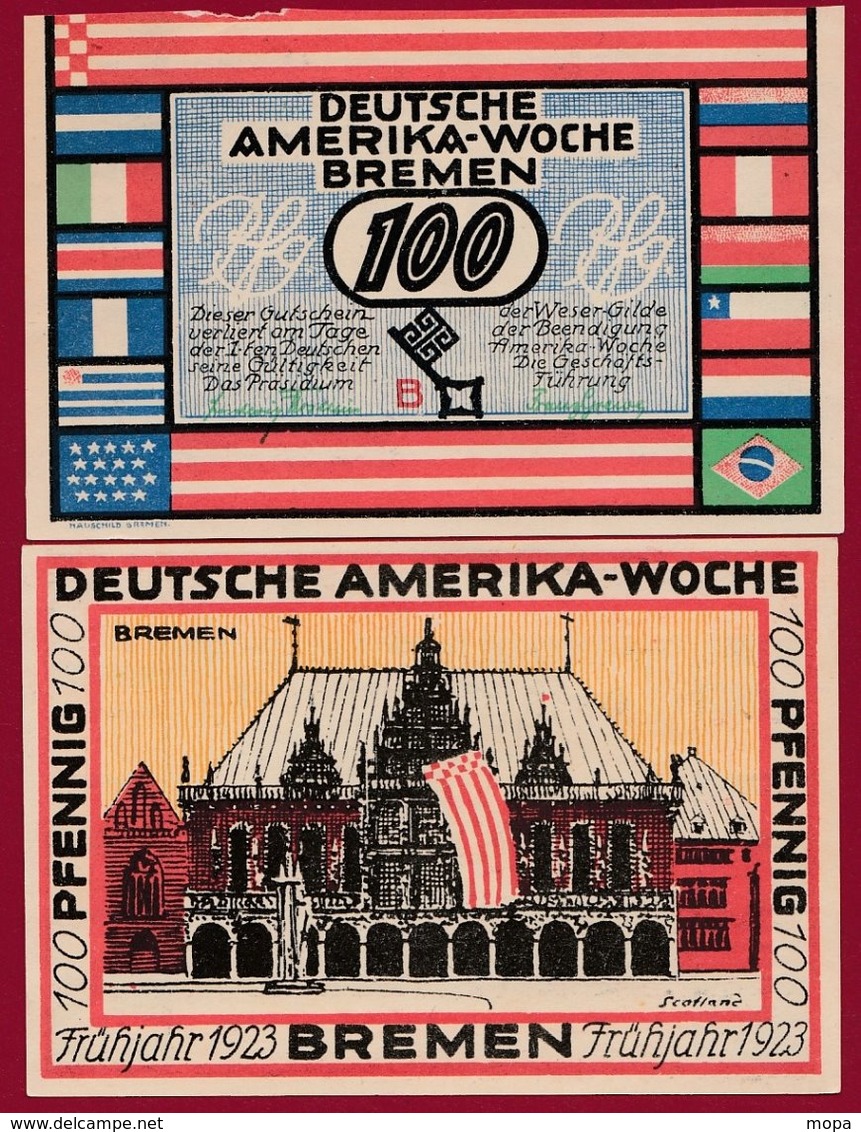 Allemagne 1 Notgeld 100 Pfenning Stadt  Bremen (RARE) Dans L 'état N °4684 TER - Collections