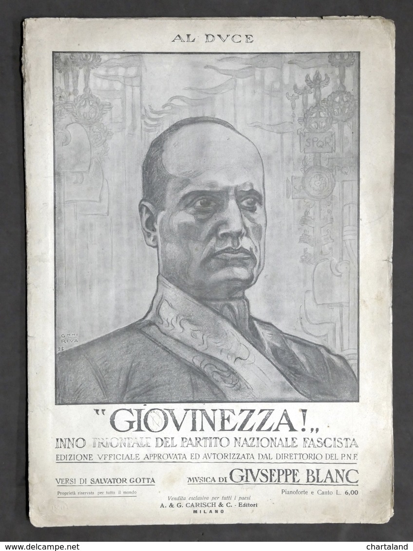 Spartito - Giovinezza - Inno Trionfale Del Partito Nazionale Fascista - 1925 - Non Classés
