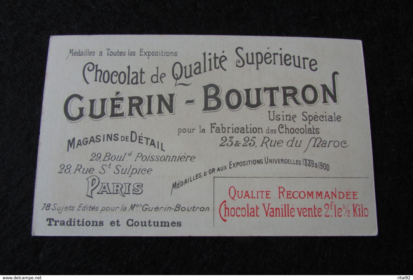 Chocolat GUERIN BOUTRON : Chromo Série "Traditions Et Coutumes" - Guérin-Boutron