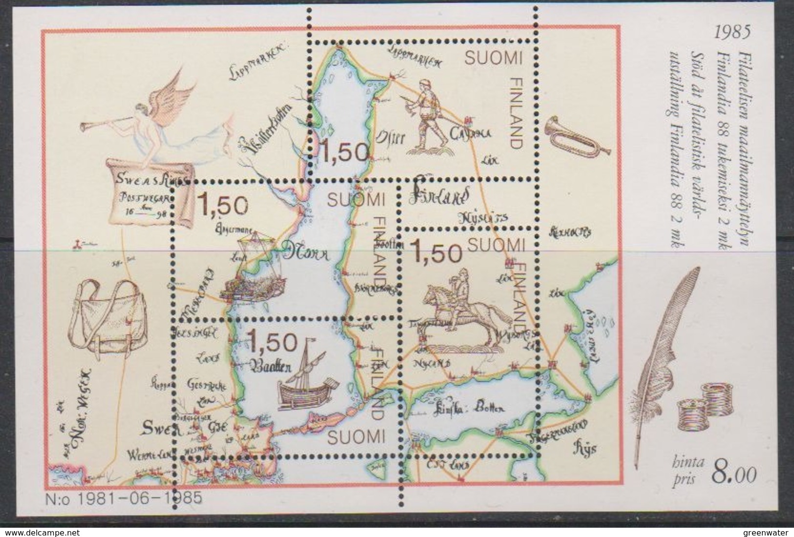 Finland 1985  Finlandia '88 M/s ** Mnh (44584) - Blokken & Velletjes