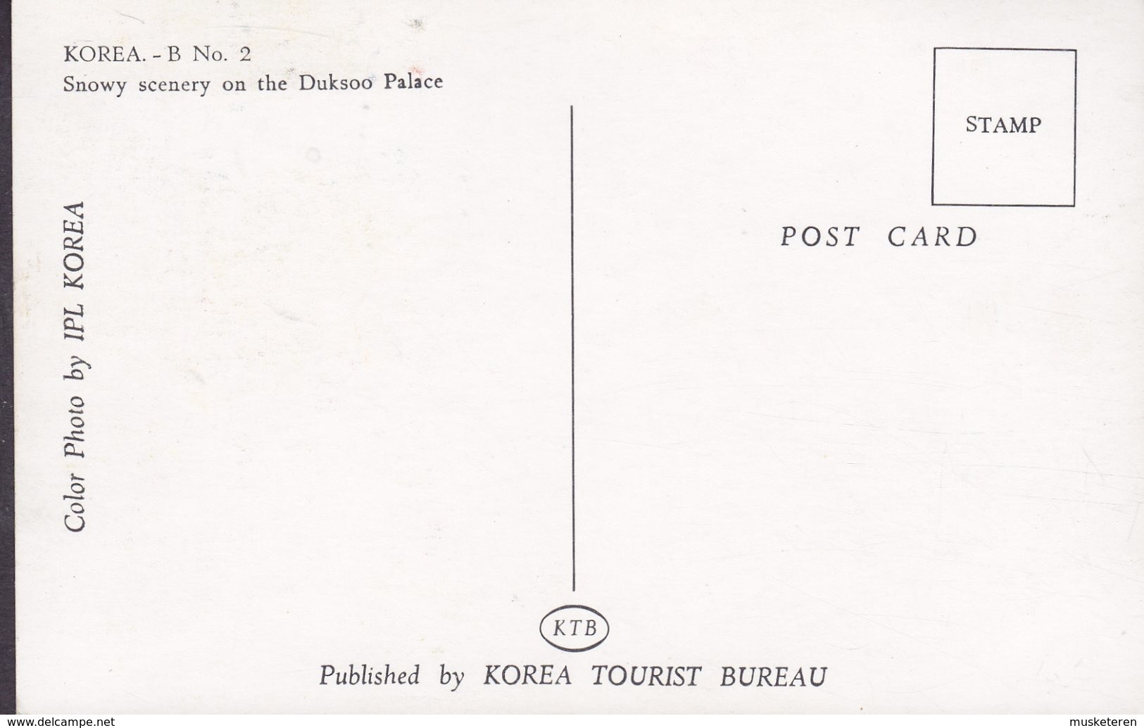 Korea PPC B No. 2 Snowy Scenery On The Duksoo Palace Photo By IPL Korea Publ. Korea Tourist Bureau (2 Scans) - Korea, South