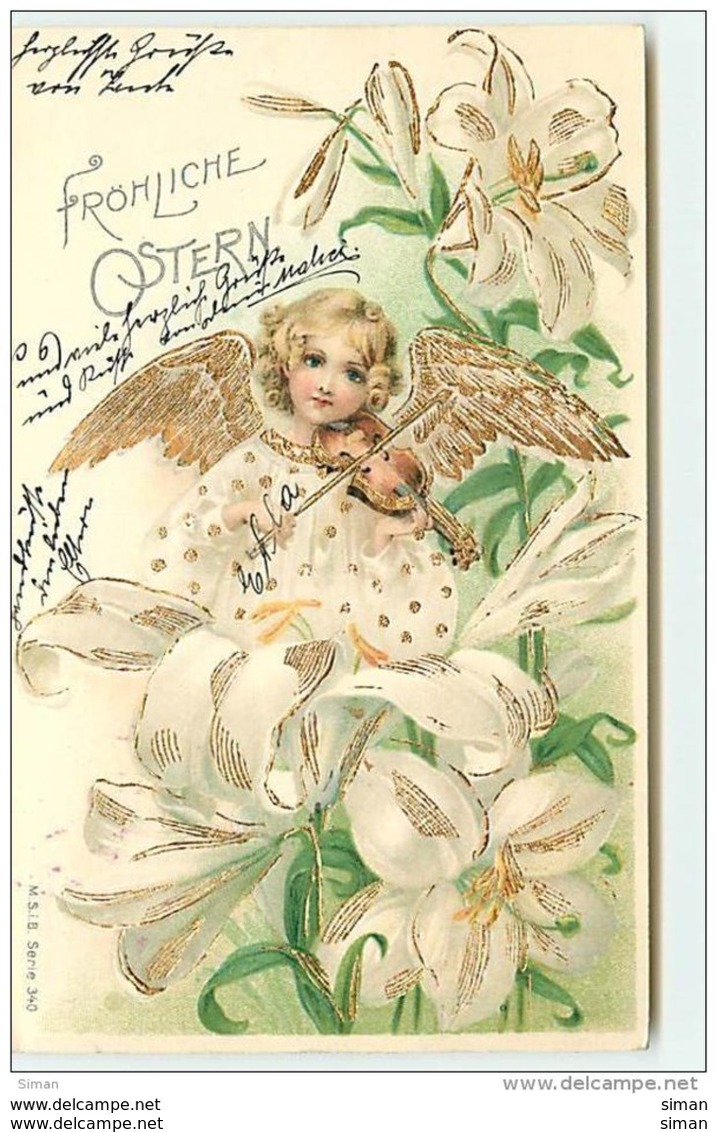 N°8083 - Carte Fantaisie - Frohliche Ostern - Ange Jouant Du Violon - Easter