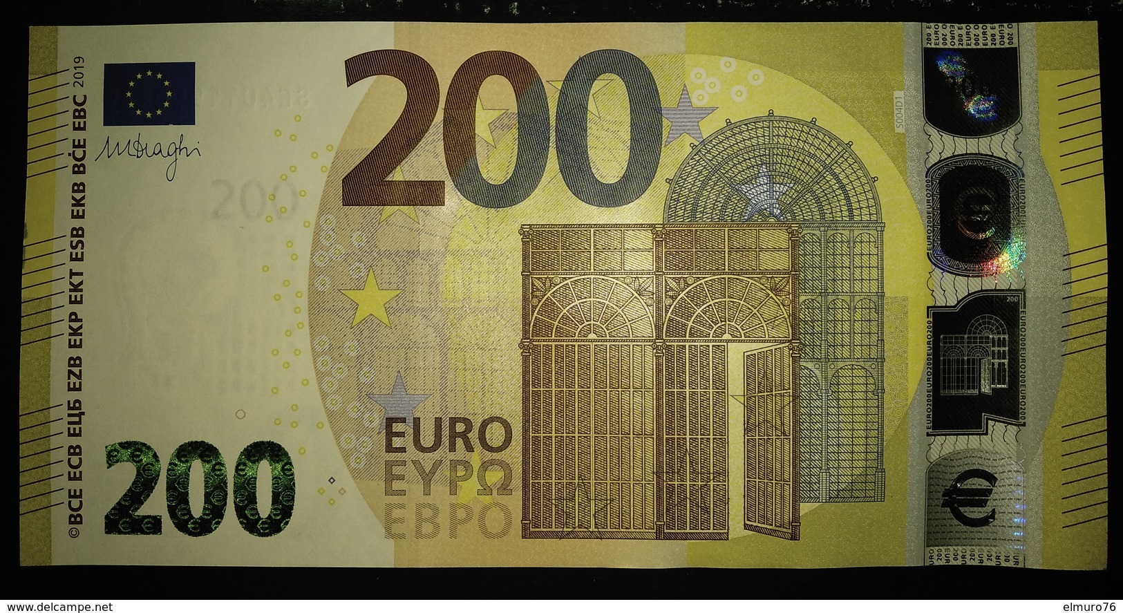 200 EURO S004D1 Italy Serie SE Ch01 Draghi Perfect UNC - 200 Euro