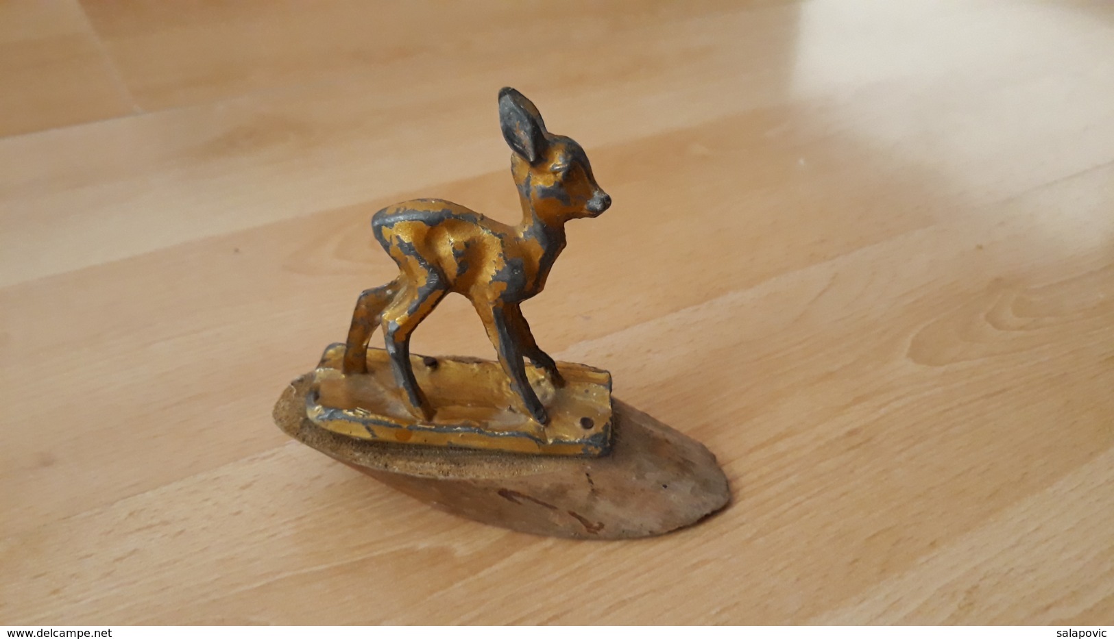 Bambi, Old Metal Figure On A Wooden Plinth - Other & Unclassified