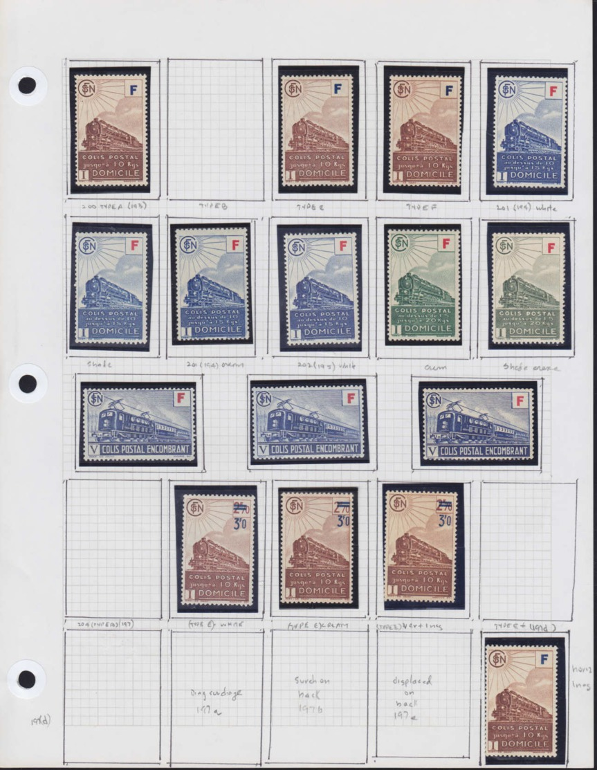 FRANCE Colis Postaux  - Collection De 155 Timbres, émission "Locomotives" 1941/1945 Dont Nombreuses Petites Variétés à é - Neufs