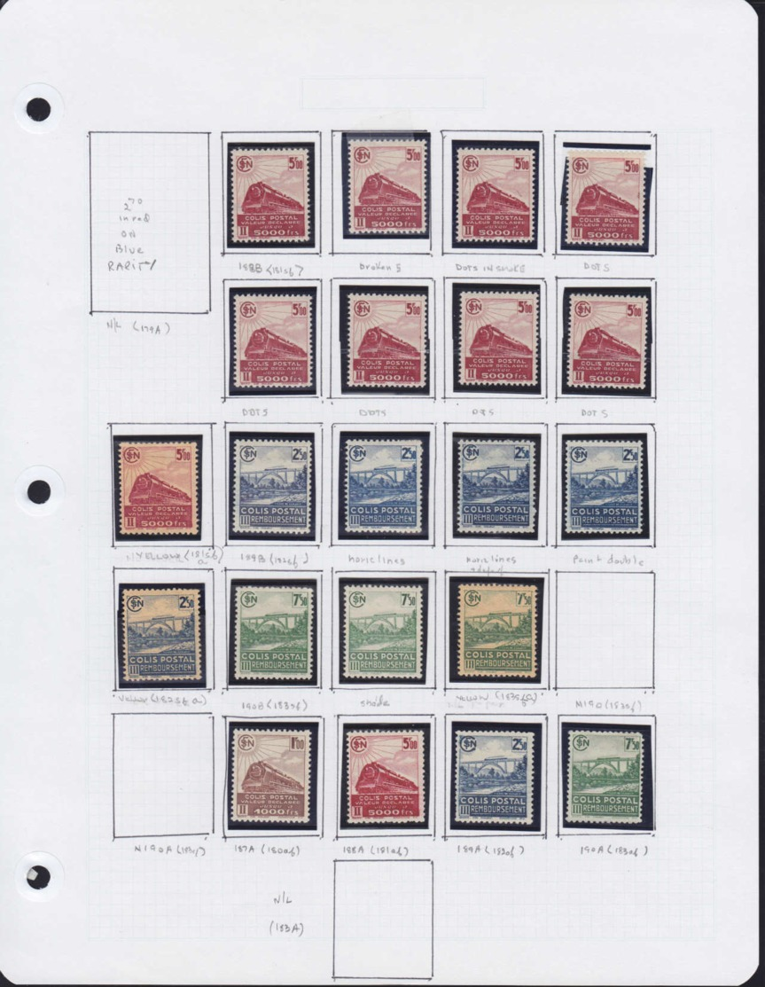 FRANCE Colis Postaux  - Collection De 155 Timbres, émission "Locomotives" 1941/1945 Dont Nombreuses Petites Variétés à é - Neufs