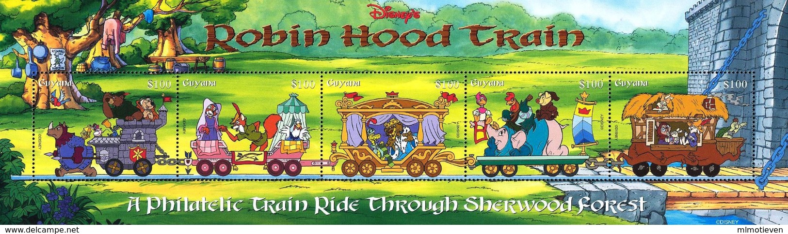 MWD-090505 MVT MINT PF/MNH ¤ GUYANA 1999 ¤ ROBIN HOOD - RAILWAYS - THE WORLD OF WALT DISNEY - SILLY SYMPHONY - Disney