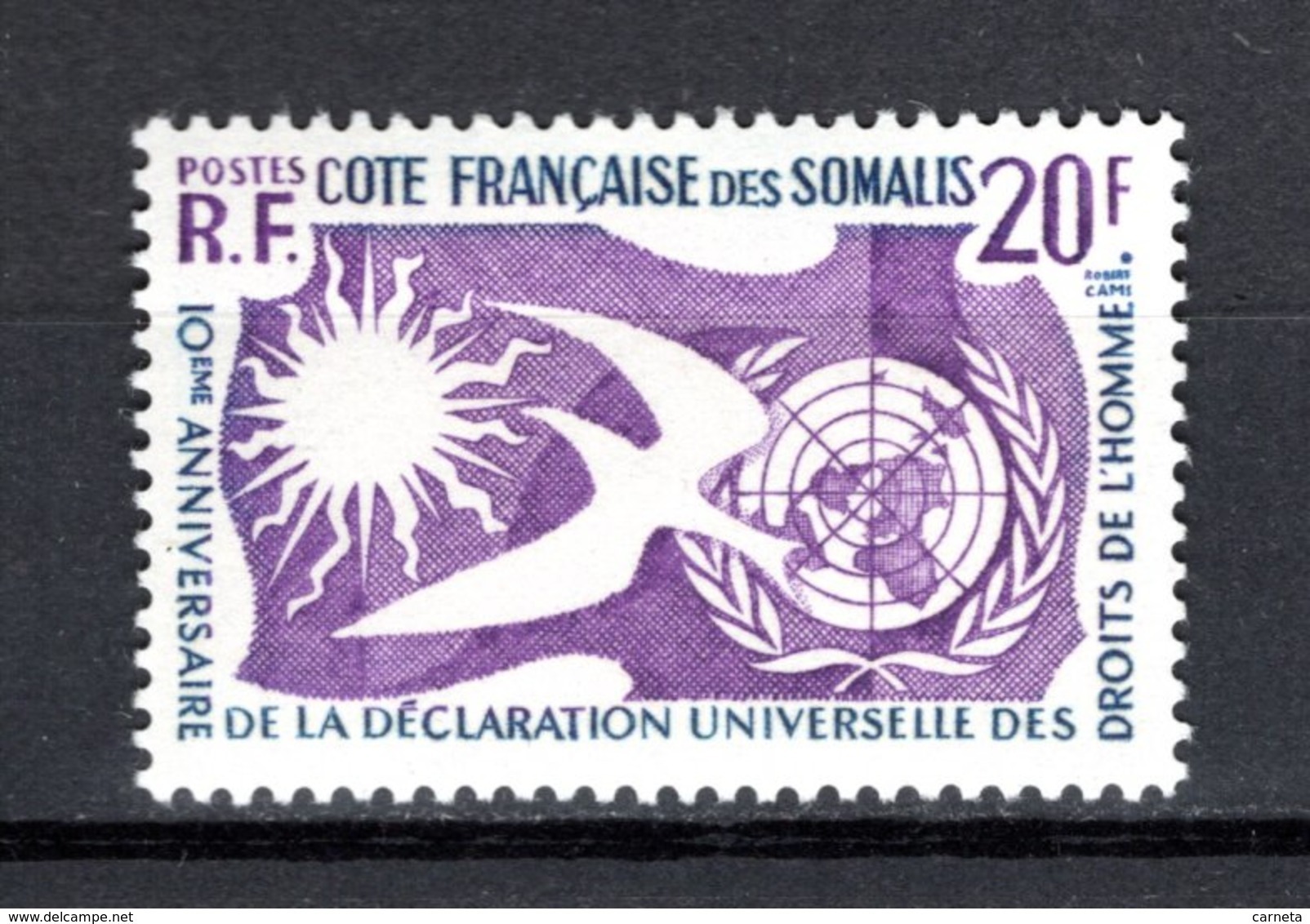 COTE DES SOMALIS  N° 291  NEUF SANS CHARNIERE COTE 2.50€  DROITS DE L'HOMME - Nuovi