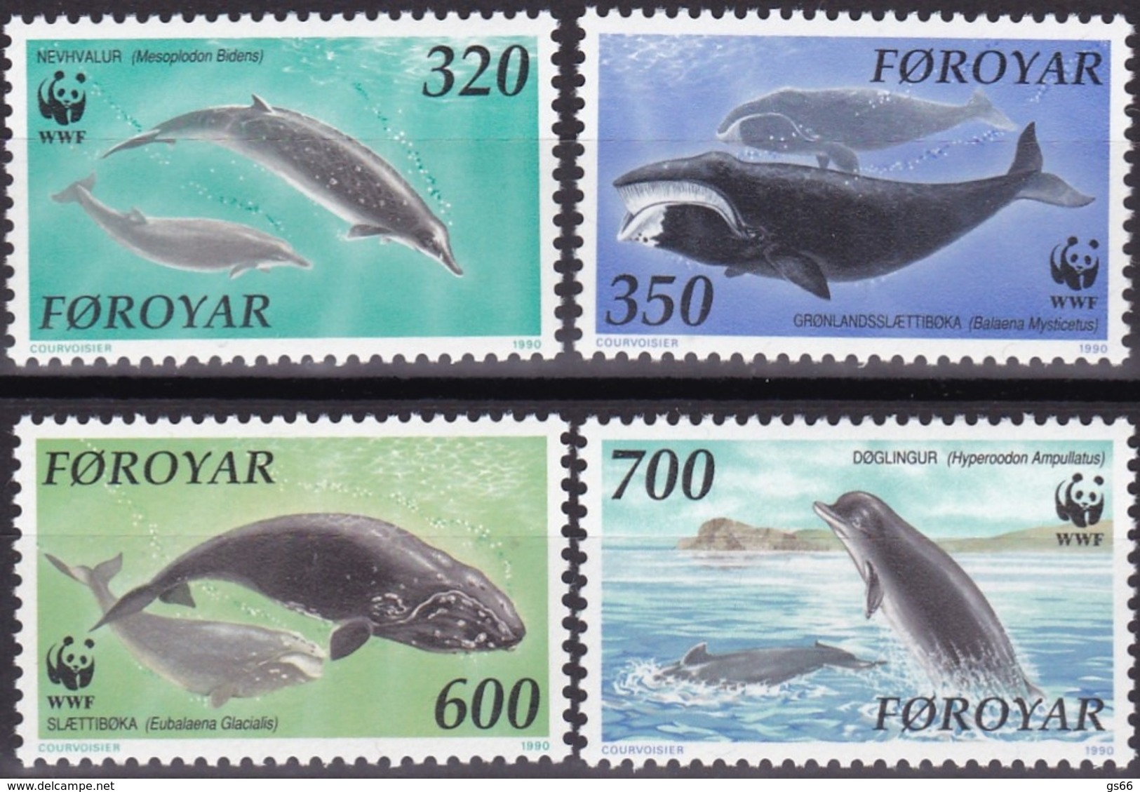 1990, Färöer, 203/06,  MNH **, .Wale Im Nordatlantik. - Isole Faroer